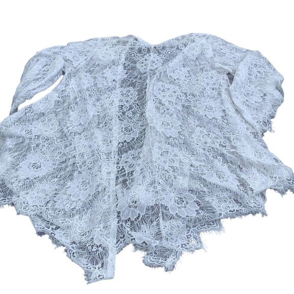 Paper + Tee Women's White Lace Cover Up Duster Size L - Picture 6 of 6